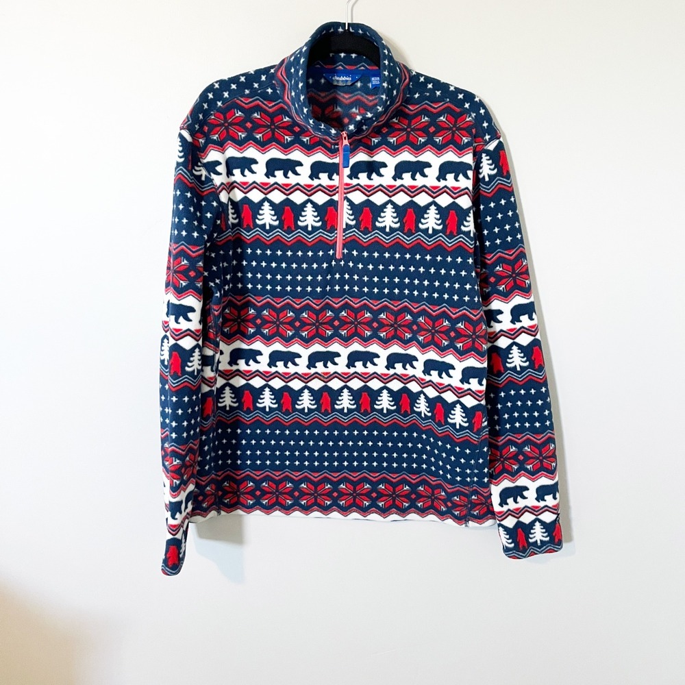 Chubbies 1/4 zip up pullover fleece beary wild sweater holiday winter print